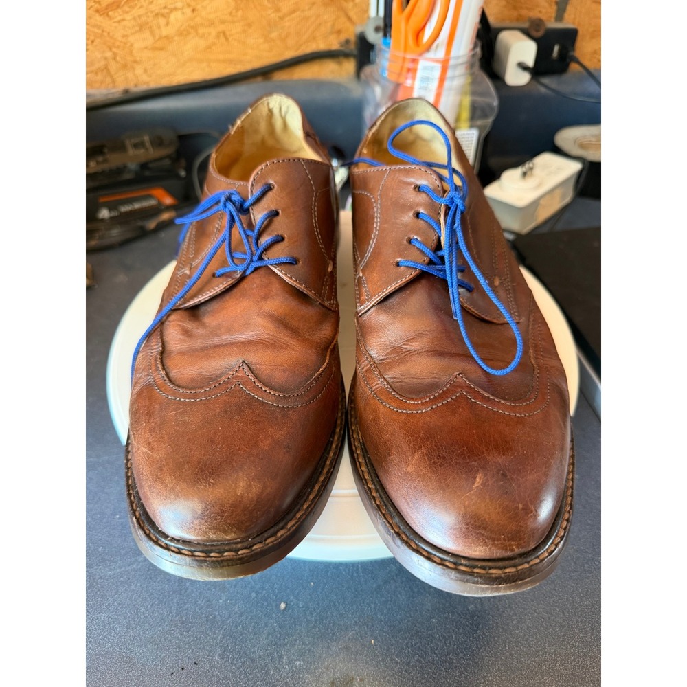 Johnston & Murphy Signature Series Brown Leather Wingtip Oxford Shoes Mens 8.5 M